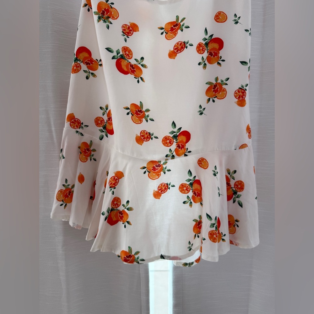 Wild Fable White Orange Floral Mini Dress | Tie Strap Summer Vacation Size L - Picture 7 of 11
